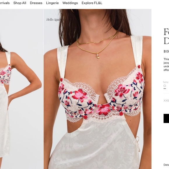 For Love & Lemons Festival Rose Slip Dress | Like New | XS Adjustable - Picture 5 of 6